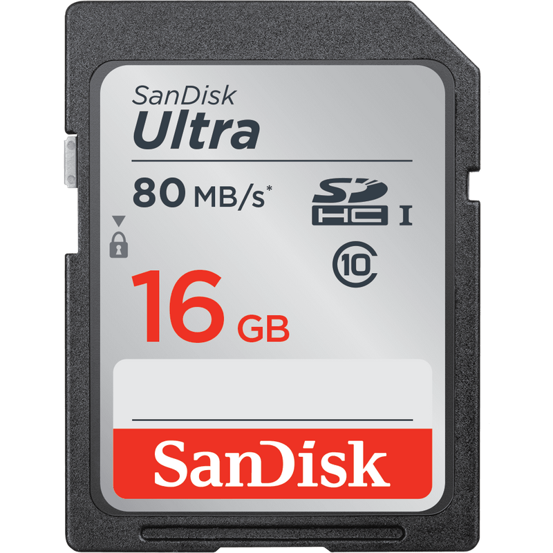 SanDisk Ultra 16GB SDHC Class 10 80 MB/s, camera memory cards, SanDisk - Pictureline