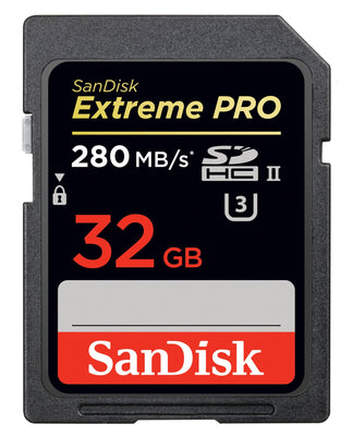 SanDisk Extreme Pro SDHC 32GB UHS-II (U3) Memory Card 280 MB/s, camera memory cards, SanDisk - Pictureline